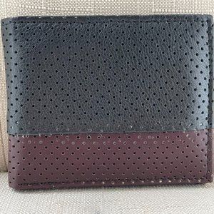 Leather Billfold Dual Tone Genuine Leather Brown/Black Wallet Bifold Cardholder